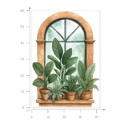 3D muursticker raam 42x60 Planten voor op het raam.