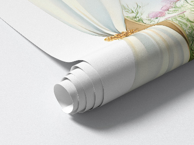 3D muursticker raam 44x60 Gordijnen met uitzicht