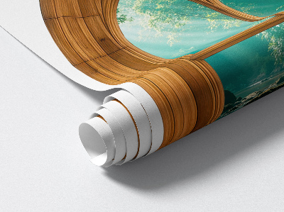 3D muursticker raam 48x60 Tropisch landschap