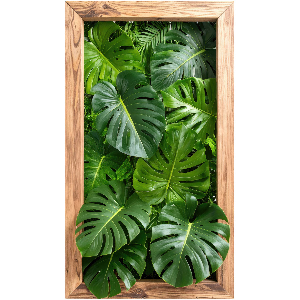 3D muursticker raam 34x60 Monstera-bladeren