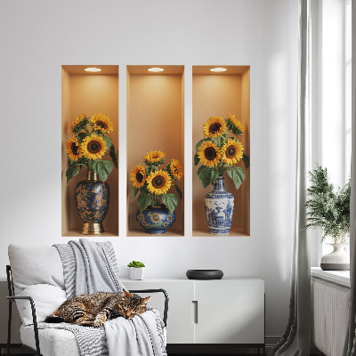 Decoratieve 3d muursticker 60x54 Zonnebloemboeketten