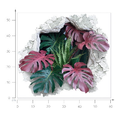 Wandsticker 3D doorkijk 60x54 Tropische compositie