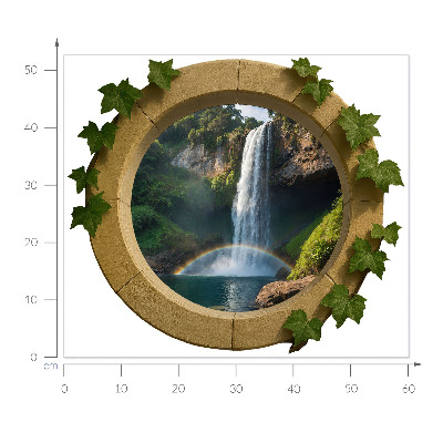 3D muursticker raam 60x52 Natuurlijke oase
