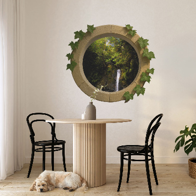 3D muursticker raam 60x52 Groen landschap