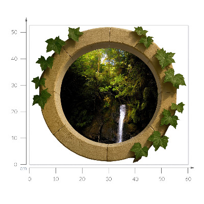 3D muursticker raam 60x52 Groen landschap