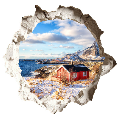Wandsticker 3D doorkijk 60x57 Winterlandschap