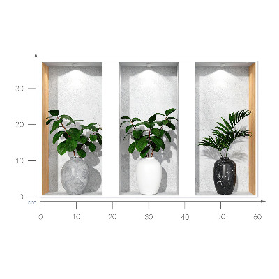 Decoratieve 3d muursticker 60x37 Plantenniches