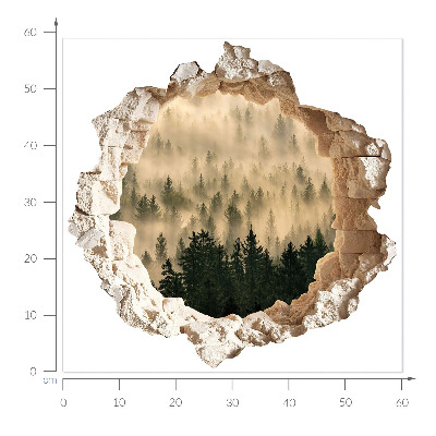 Wandsticker 3D doorkijk 60x58 Mystiek bos