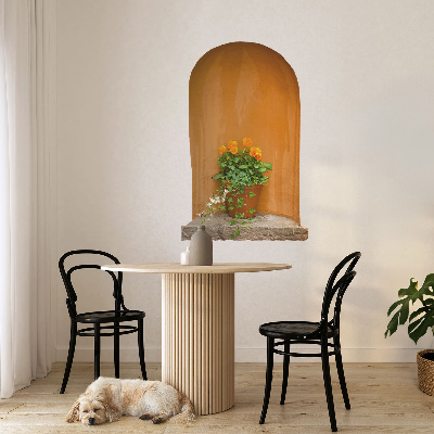 Decoratieve 3d muursticker 39x60 Bloemen in een pot