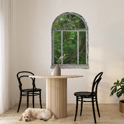 3D muursticker raam 55x80 Tropisch raam.