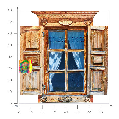 3D muursticker raam 77x80 Rustiek raam
