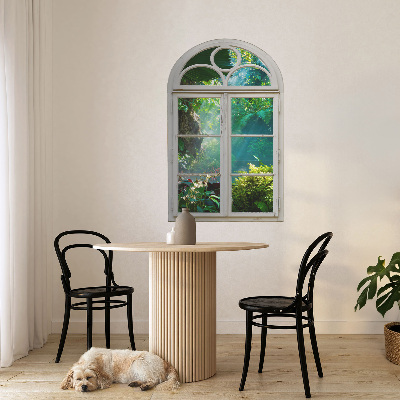 3D muursticker raam 51x80 Exotisch uitzicht