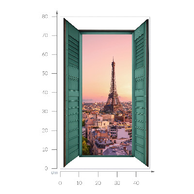 3D muursticker raam 47x80 Stadsvenster