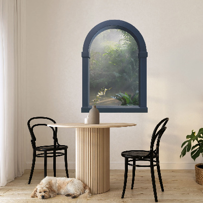 3D muursticker raam 57x80 Mysterieuze jungle