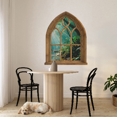 3D muursticker raam 64x80 Tropisch landschap