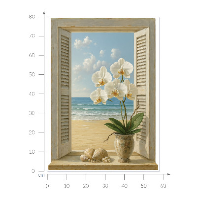 3D muursticker raam 58x80 Zeevenster