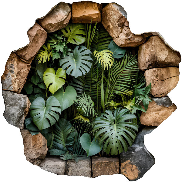 Wandsticker 3D doorkijk 80x80 Tropische oase