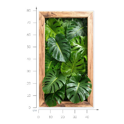 3D muursticker raam 46x80 Monstera-bladeren