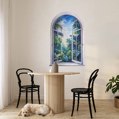 3D muursticker raam 53x80 Tropisch uitzicht