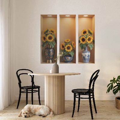 Decoratieve 3d muursticker 80x73 Zonnebloemboeketten