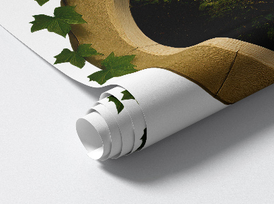 3D muursticker raam 80x70 Groen landschap