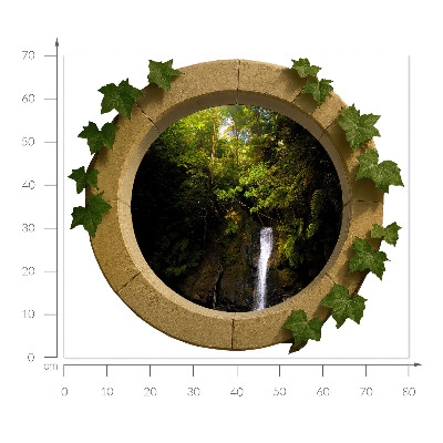 3D muursticker raam 80x70 Groen landschap