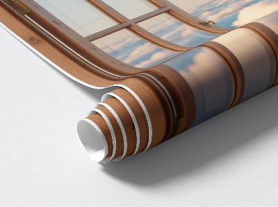 3D muursticker raam 80x74 Wolken aan de hemel