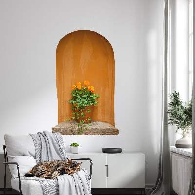 Decoratieve 3d muursticker 52x80 Bloemen in een pot
