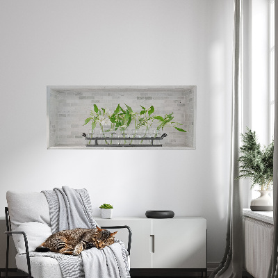 Decoratieve 3d muursticker 80x34 Bloemen in vazen