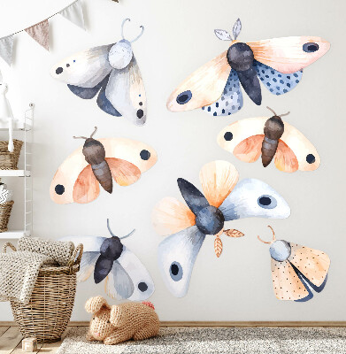Muur stickers 100x128 Pastelkleurige boho-motten met kleurrijke insecten