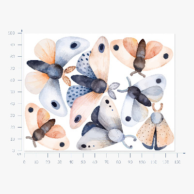 Muur stickers 100x128 Pastelkleurige boho-motten met kleurrijke insecten
