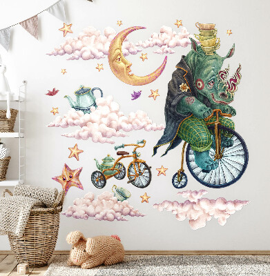 Muur stickers 100x134 Een betoverd dierenrijk in tekenfilmstijl