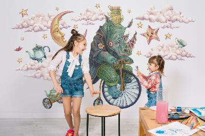 Muur stickers 100x134 Een betoverd dierenrijk in tekenfilmstijl