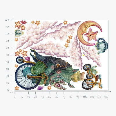 Muur stickers 100x134 Een betoverd dierenrijk in tekenfilmstijl