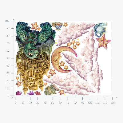 Muur stickers 100x129 Dierenfantasieën in tekenfilmvorm