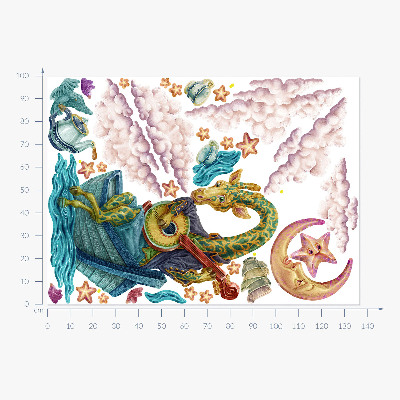 Muur stickers 100x137 Het dierenrijk in een tekenfilmversie