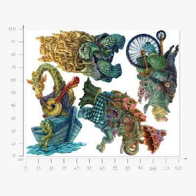 Muur stickers 100x122 Dieren in een magische cartoonstijl