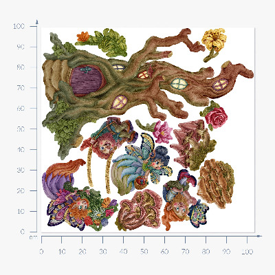 Muur stickers 100x104 Bosmagie met feeën en dwergen