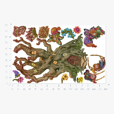 Muur stickers 100x161 Magische boswezens en een boomhut