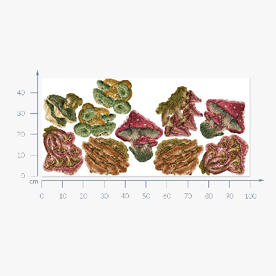 Muur stickers 100x48 Bospaddestoelen in een tekenfilmversie