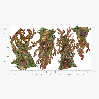 Muur stickers 100x179 Sprookjesachtige boomhutten in tekenfilmstijl