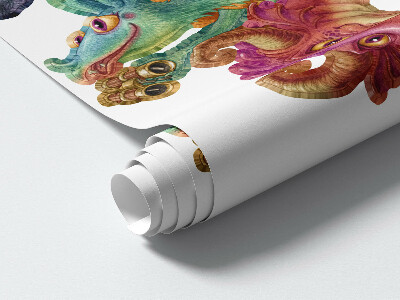 Muur stickers 100x134 Een sprookjesachtige drakenfamilie in een tekenfilmversie