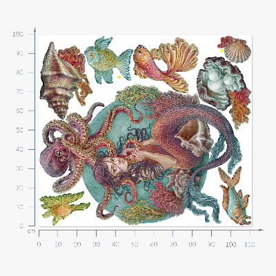 Muur stickers 100x112 Een zeemeermin met een schelp in cartoonstijl