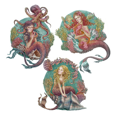 Muur stickers 100x132 Het onderwaterrijk van de kleine zeemeerminnen