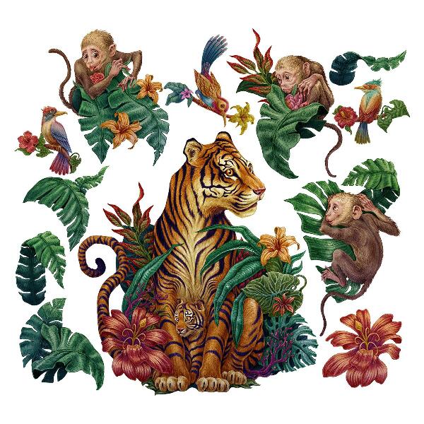 Muur stickers 100x132 Jungle Safari met tekenfilmdieren