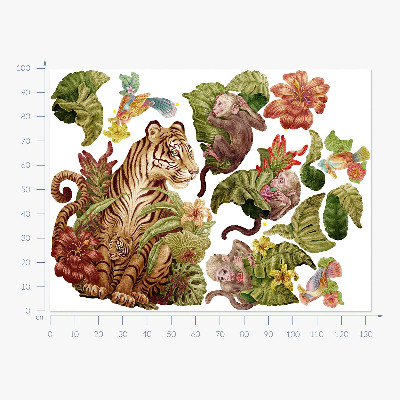 Muur stickers 100x133 Jungle Safari met pastelkleurige dieren