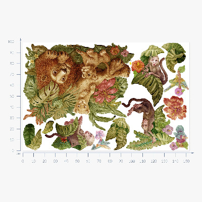 Muur stickers 100x153 Safari exotische dieren in de pastelkleurige jungle