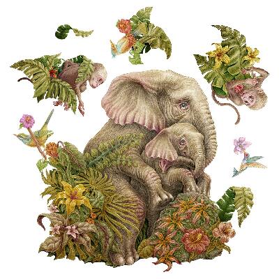 Muur stickers 100x125 Safari met exotische dieren en planten