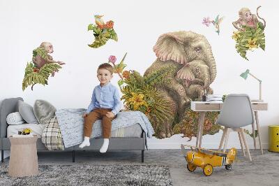 Muur stickers 100x125 Safari met exotische dieren en planten