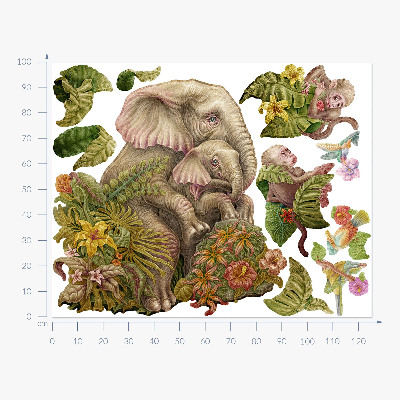 Muur stickers 100x125 Safari met exotische dieren en planten